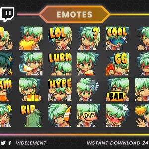 Twitch emotes, twitch sub emotes, boy emotes, text emotes, anime emotes, manga twitch emotes, chibi emotes, cute emotes, Discord emotes