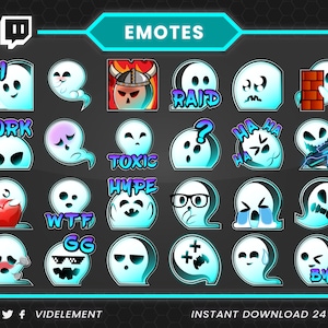 Twitch emotes, twitch sub emotes, discord emotes, text emotes, ghost emotes, ghost text emote, ghost twitch emote, chibi emote, magic emotes