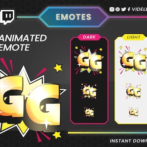 GG emote | Animated emote, twitch emote, discord emote, twitch sub emote, discord, text emote.