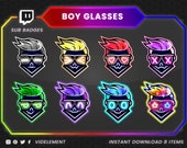Unique Character Twitch Sub Badges: Neon Gamer Style