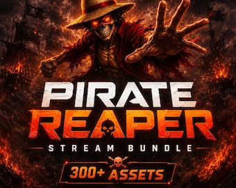 Pirate Reaper Stream Bundle ( 300+ Assets ), Stream Overlay, Animated Overlay, Twitch Overlay, Emotes, Alerts & Panels