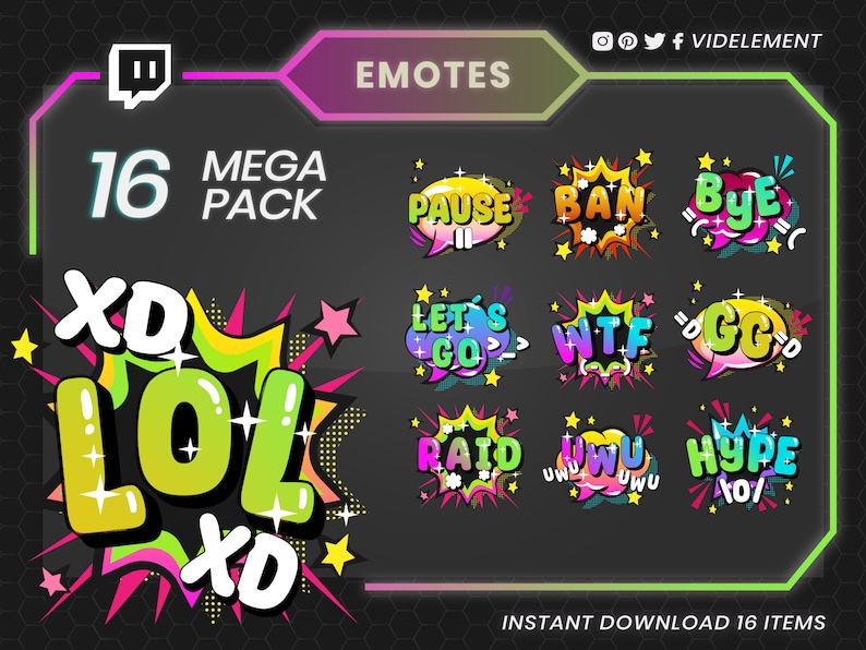 Hyper Emote 16 Text Emotes, Twitch Emotes, Emotes Twitch, Discord Emotes, Kick ...