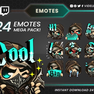 Emote di Twitch del Lupo Mietitore, emote di Twitch sub, emote Discord, emote del lupo, emote del mietitore, emote di Twitch del lupo, emote R.I.P., emote cool, emote GG