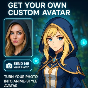 Custom Gamer Avatar from Your Photo – Cartoon Style Logo or Character – Perfect for Streamers, Twitch, YouTube, Discord  – PNG Included