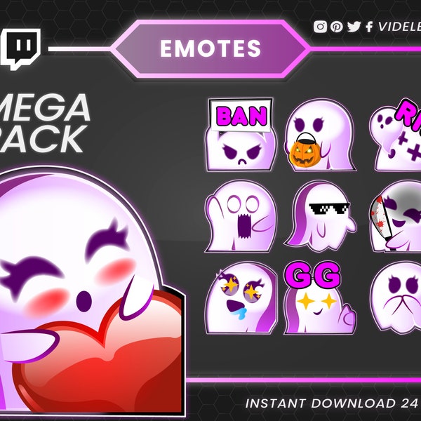 Twitch emotes, twitch sub emotes, discord emotes, text emotes, ghost emotes, ghost text emote, ghost twitch emote, chibi emote, magic emotes