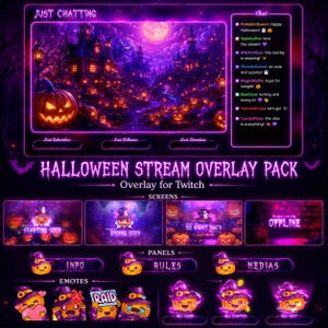 Mystical Pumpkin Twitch Stream Pack: Halloween Wizardry Overlays
