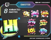 Animated emotes, Twitch emotes, text emotes, emotes twitch, discord emotes, kick emotes, anime emotes, cute emotes, emote pack, chibi emotes