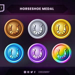 Horseshoe badges, medal twitch badges, twitch sub badges,, sub badges twitch, badges twitch, twitch bit badges, twitch graphics, medal badge