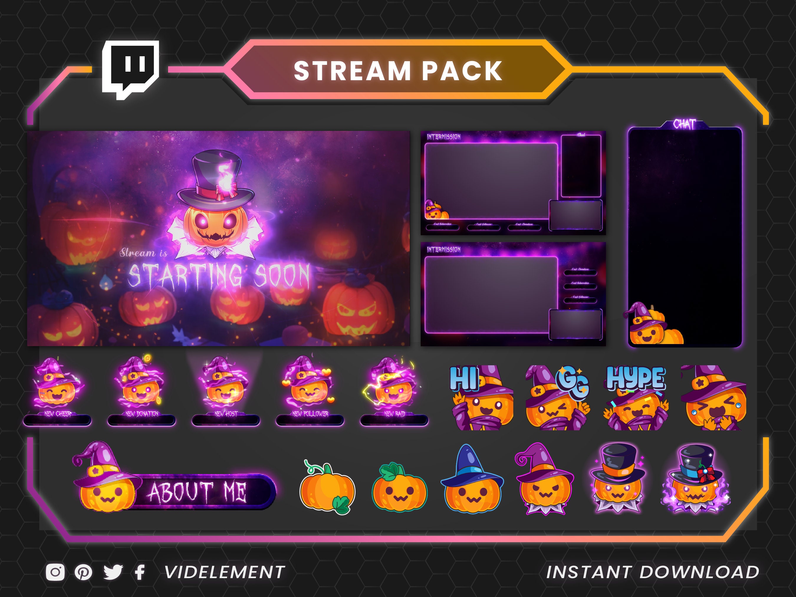 Custom Stream Overlay Package: Animated Twitch Overlays, Alerts, Emotes ...