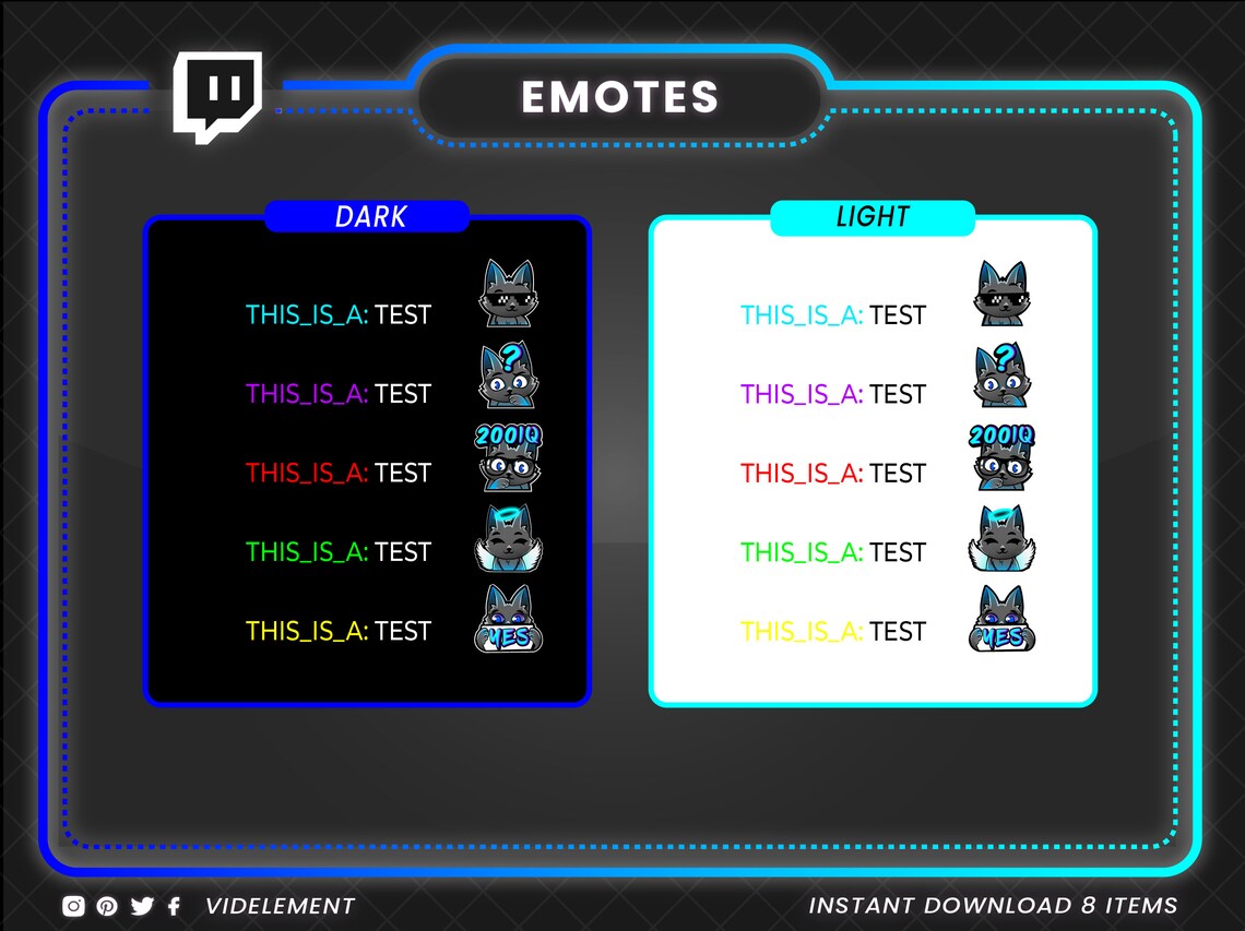 8 Cat Emotes Twitch Emote Cat Text Emote Animal Emote Cat - Etsy