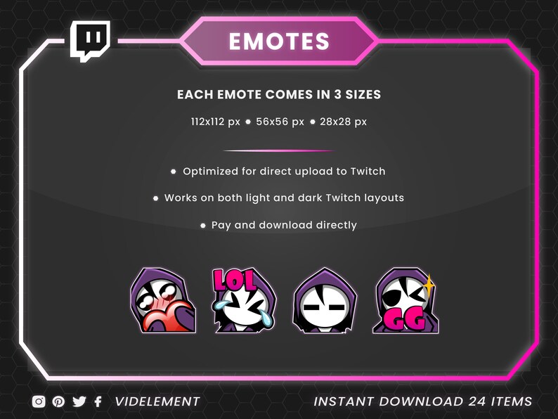 Hooded Chibi Emotes Pack: Twitch/discord Text Emotes (digital Download ...