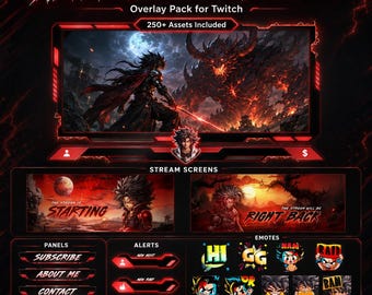 Anime Stream Bundle (250+ Assets): Animated Overlay Pack, Emotes & Badges + 70 Animated Memes (Twitch Graphics, Digital Download)