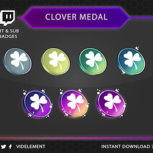 Twitch sub abzeichen, Twitch bit abzeichen, klee abzeichen, Medaillen abzeichen, magisches abzeichen, pflanzen abzeichen, amulett abzeichen, süßes abzeichen