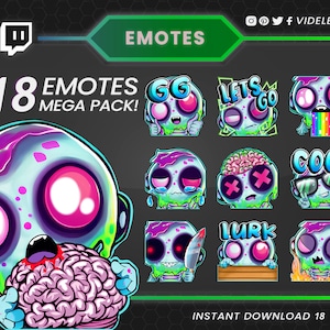 Twitch emotes, Twitch sub emotes, zombie emotes, monster emotes, discord emotes, death emotes, purple emotes, emote pack, chibi emotes