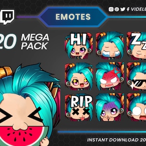 Blue Bliss: 20 Chibi-Styled Emotes with Azure-Haired Girl for Twitch Streaming