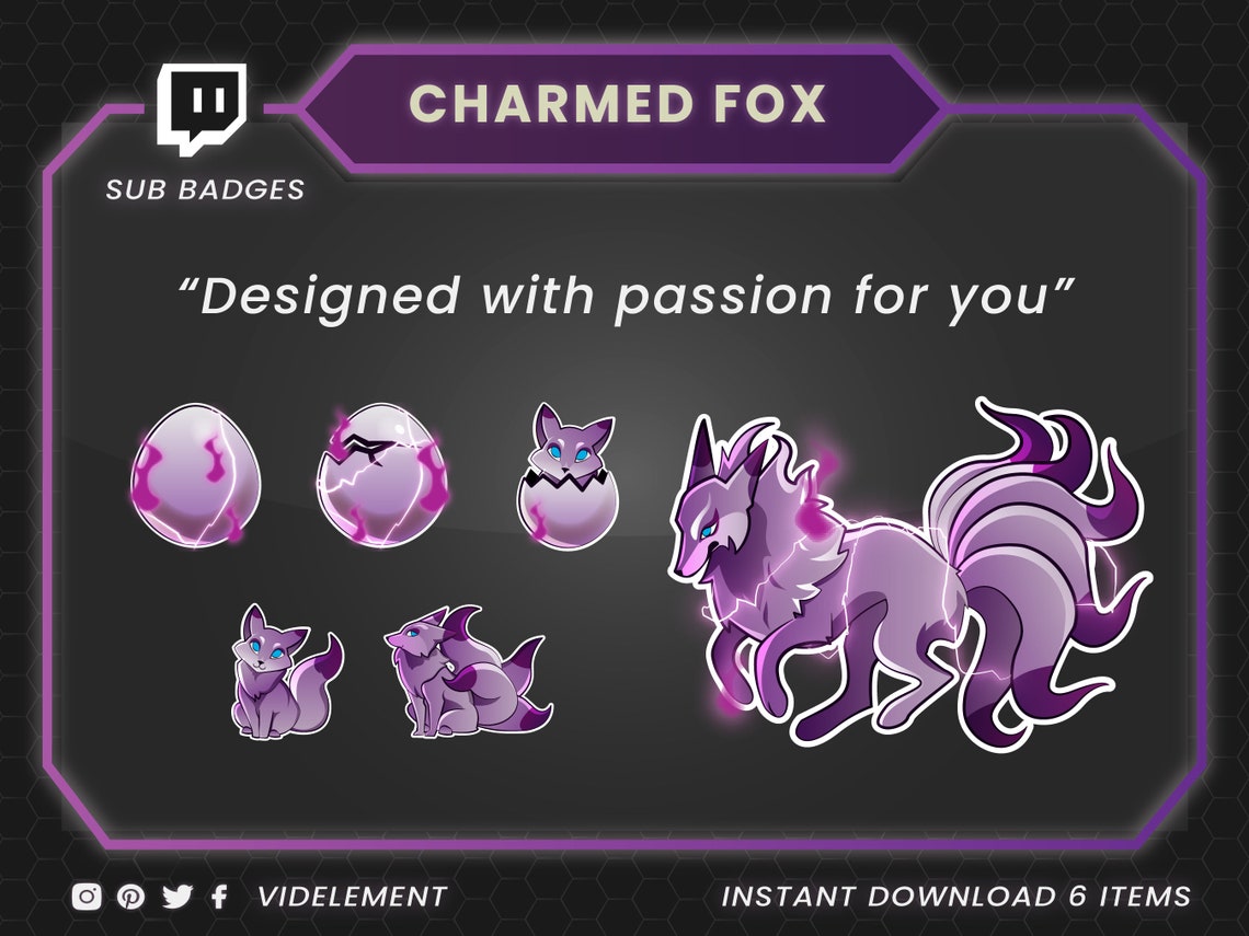 Fox Sub Badges for Your Twitch Channel | Cute Fox, Purple Fox, Twitch ...
