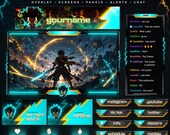 Animated Overlay Stream Pack , Custom Emotes, Panels, Alerts, Badges, Widgets for Gaming Streaming, VTuber Overlay, Anime Overlay
