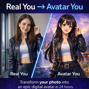 Custom Cartoon Avatar: Gamer Logo from Photo (PNG)