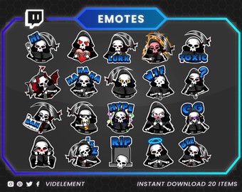 Shinigami Twitch Emotes: Skull Text Emotes for Discord (Digital Download)