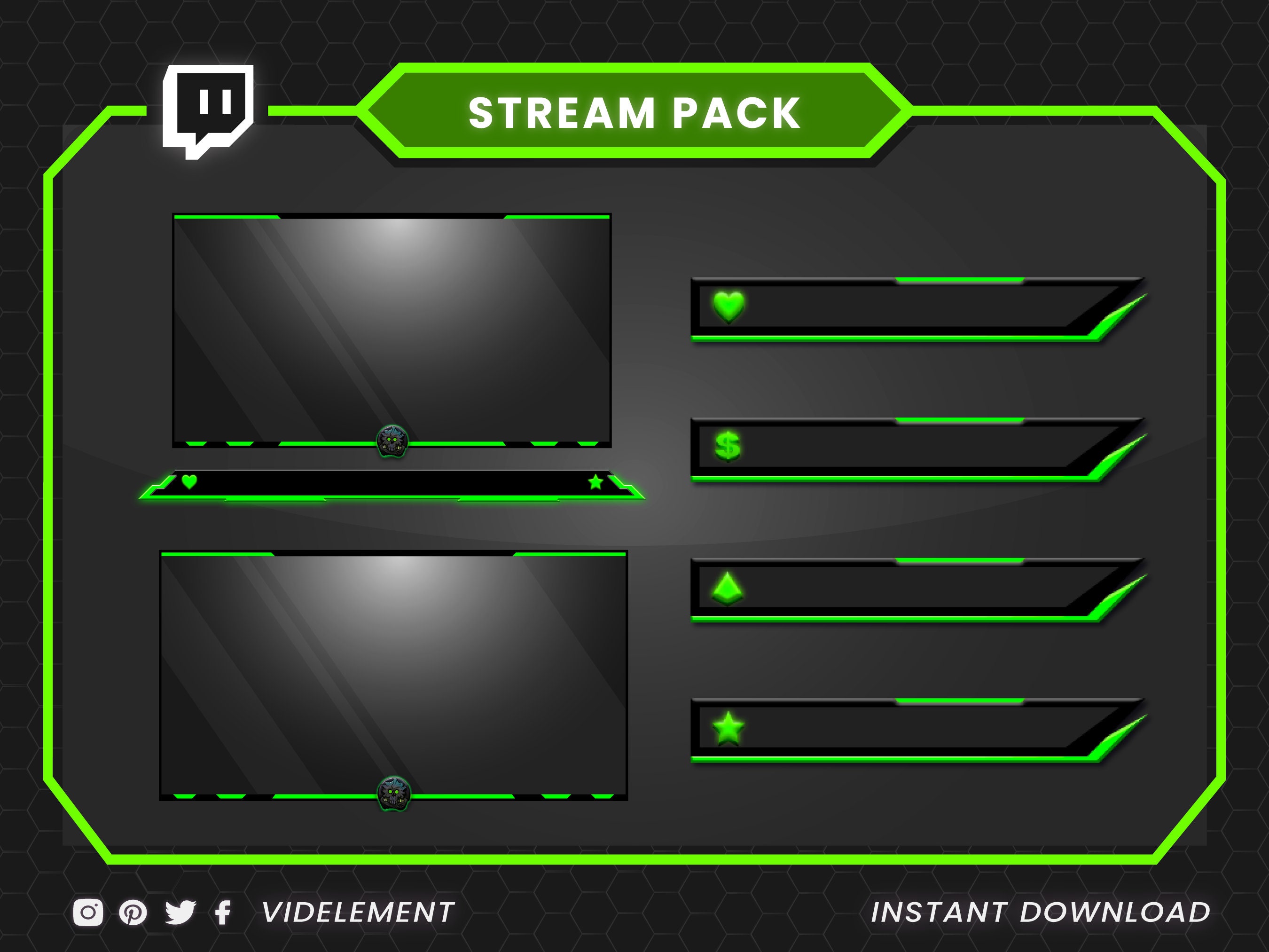 Zombie Stream Overlay Pack: Animated Alerts, Screens & Webcam Overlays ...