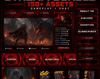 Red Stream Bundle (150+ Assets): Animated Overlay Pack, Screens,  Webcam + Animated Emotes, Sub Badges & Bit Badges (Digital Download)