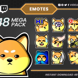 48 twitch emotes, twitch sub emotes, discord emote, text emote, doggy emote, puppy text emote, doggie twitch emote, cute dog emote