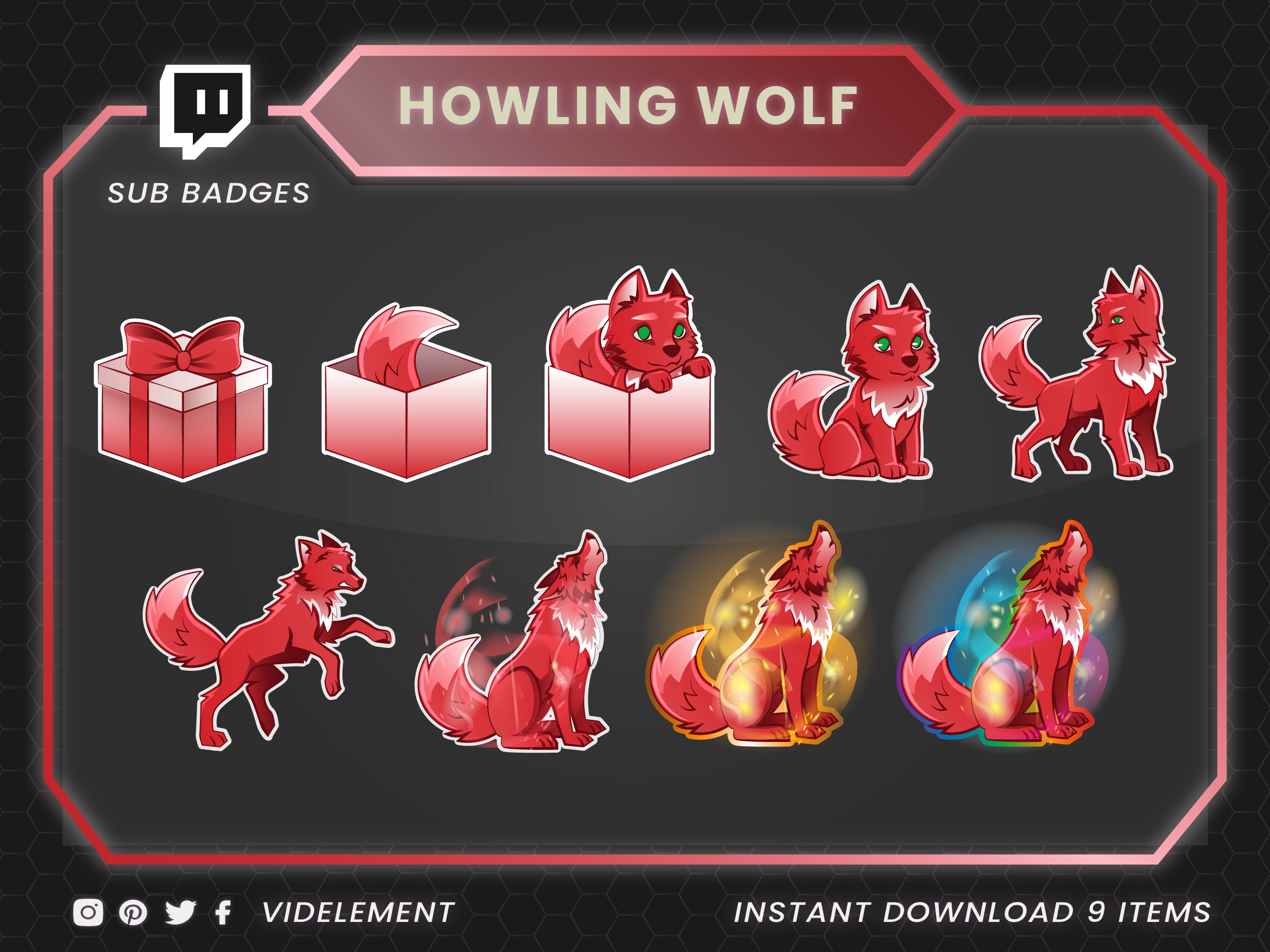 Wolf Sub Badges Twitch Sub Badges Twitch Badges Twitch Sub Etsy UK