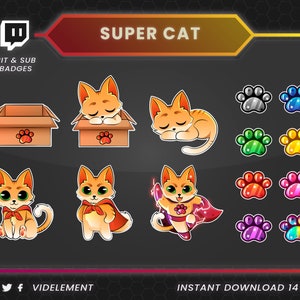 Emblemas de sub de gato, emblemas de pata de gato, emblemas de sub de twitch, emblemas de twitch, emblemas de bit de twitch, emblemas de twitch, emblema de bit de pata, emblema de sub de herói, emblema de caixa