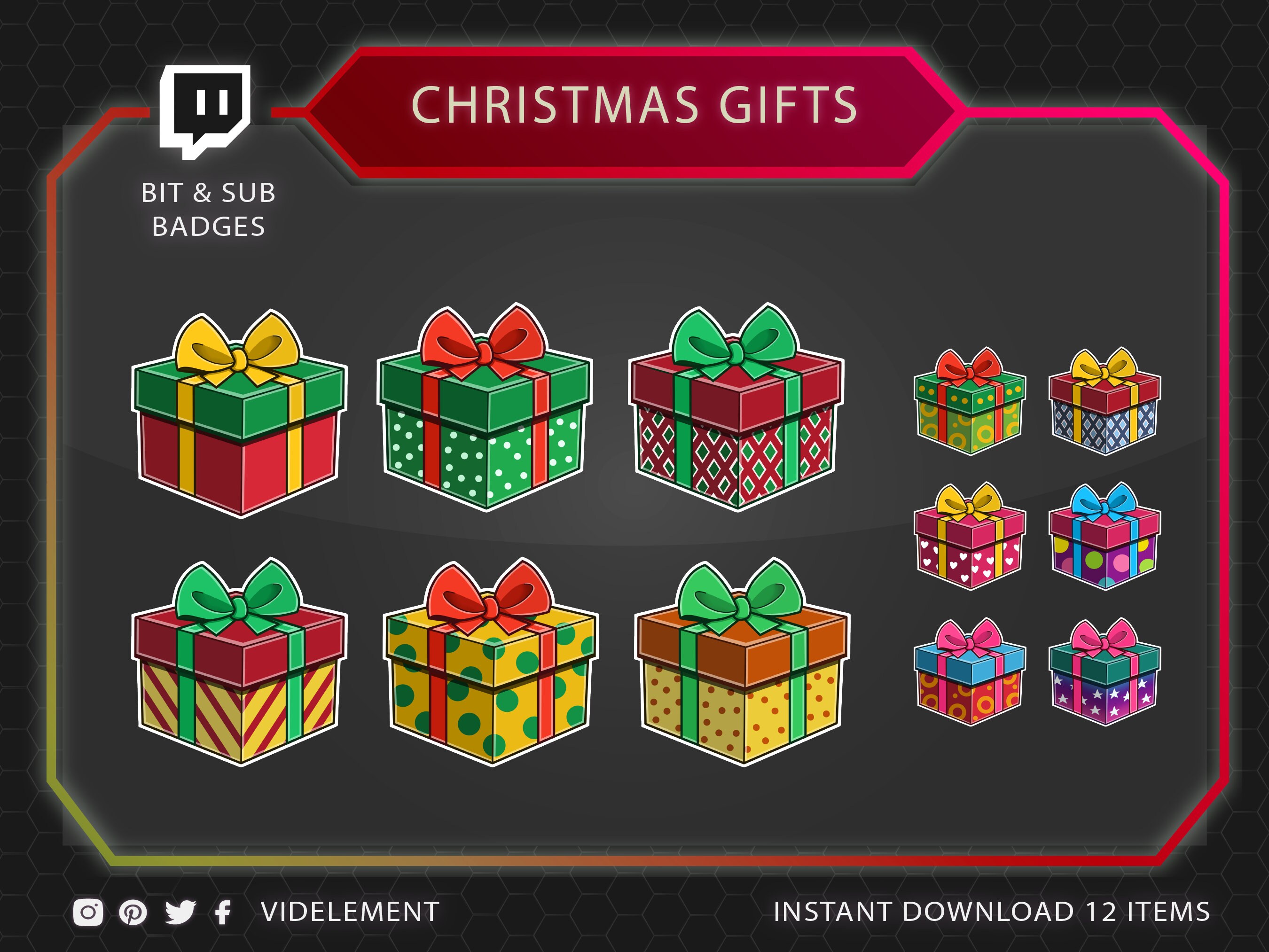 Twitch Bit Badges, Christmas Bit Badges, Gifts Bit Badges, Twitch Sub ...