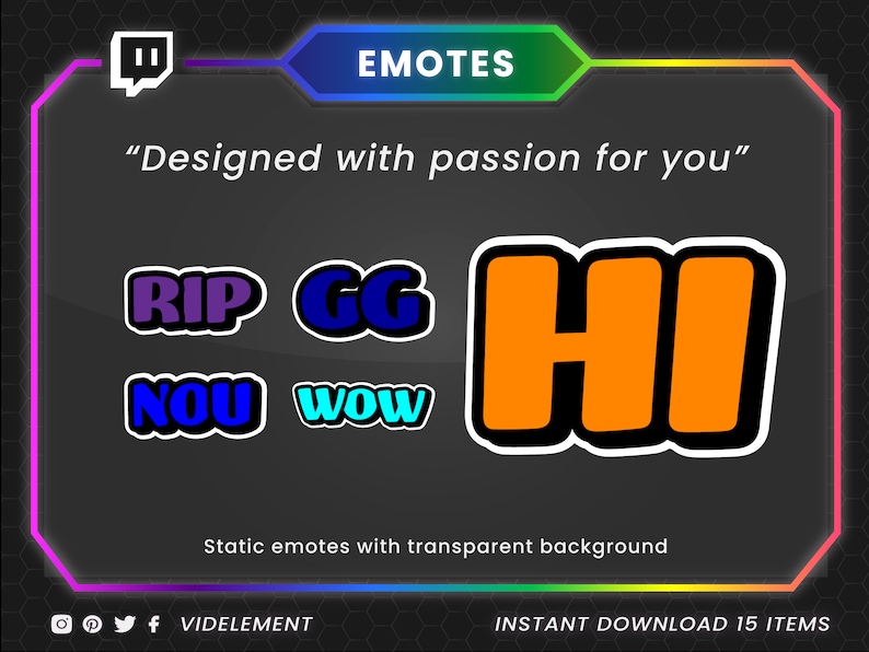 Twitch Emote Pack Twitch Text Emotes Twitch Hi Emote Etsy