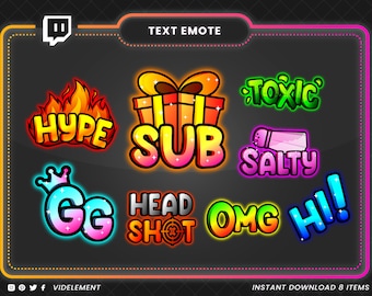 Twitch text emote | text emotes, twitch emotes, discord emote, omg emote, GG emote, sub emote, salty emote, hi emote, hype emote, emote pack