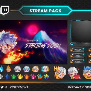Superpositions Twitch, webcam animée, panneaux Twitch, écrans Twitch, transition Twitch, boîte de discussion Twitch, emotes twitch, badges secondaires Twitch