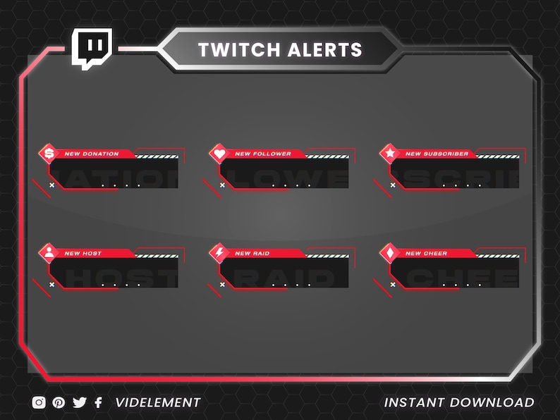 Animated Twitch Alerts Pack: Streamer Notification Graphics (.webm) - Etsy