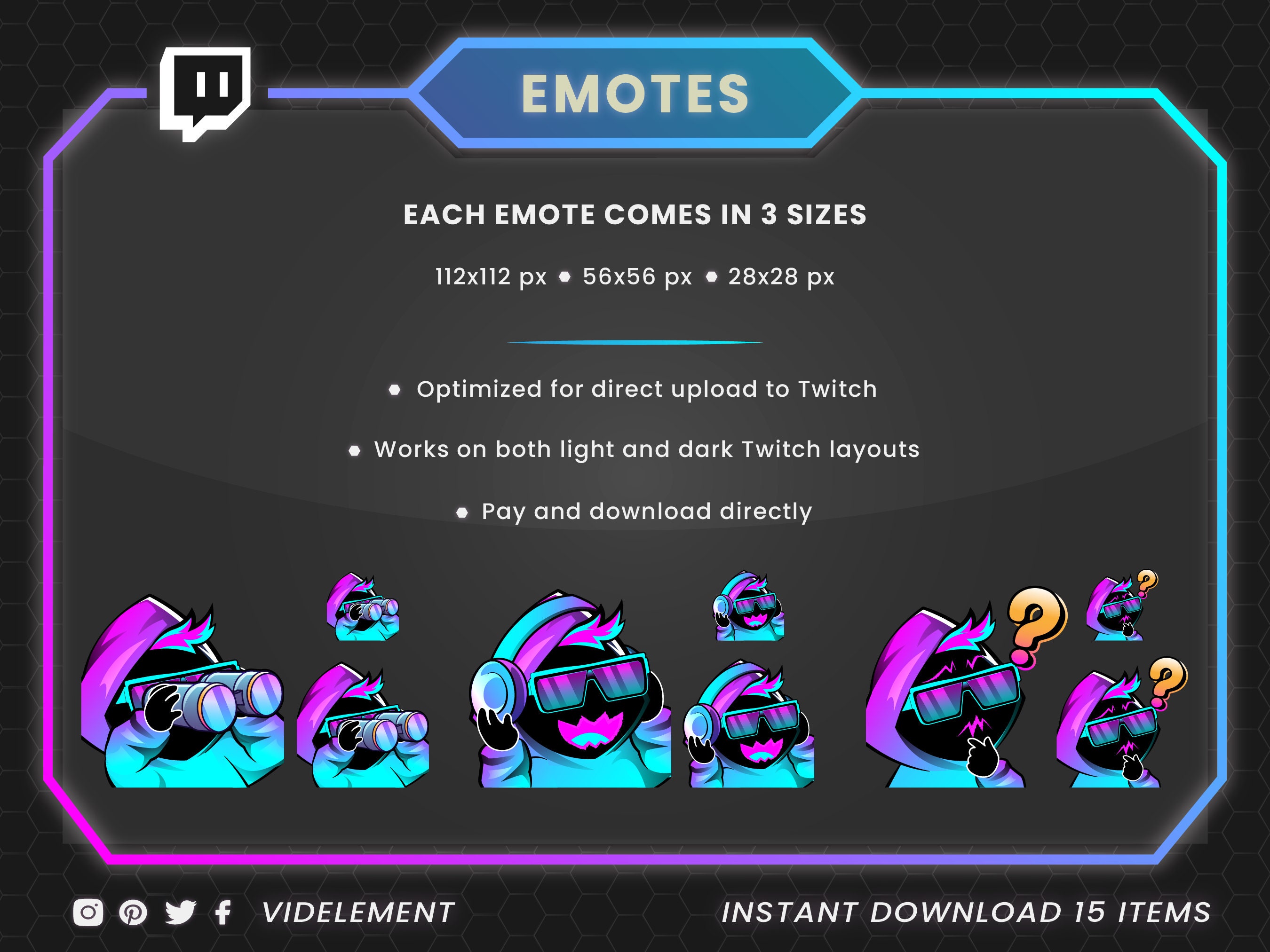 Neon Nightrider: Twitch Emotes Collection - Futuristic Character With ...