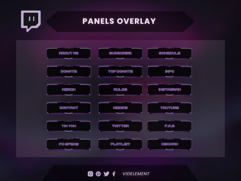 Twitch Overlay Twitch Panels Animated cam Overlay Twitch Etsy