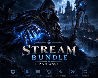 Reaper Dark Fantasy Stream Bundle – 250+ Assets | Stream Overlay, Animated Overlay, Twitch Overlay, Stream Widget, Emotes, Alerts & Panels