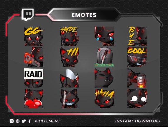 Animated Emote Ninja Cat, Twitch emote, text emote, emote twitch, discor emote, kick emote, anime emote, cute emote, emote pack, chibi emote
