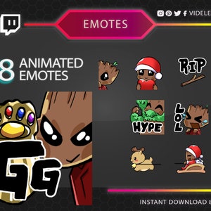 Emoticones animados, emotes de Twitch, emotes de Discord, emotes de sub Twitch, emote de Navidad, emote de baile, emote lindo, emote de reno, emote de Discord