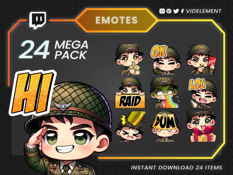 Military Twitch Emotes: 24 Static Emotes Pack (instant Download) - Etsy