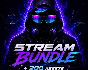 DJ Cyberpunk Stream Package, Twitch Overlay, Animated Overlay Bundle, 300+ Stream Assets, Neón Emotes, Alerts, Panels & Badges for OBS