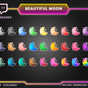 Twitch bit badges, moon bit badges, Twitch star badges, Twitch sub badges, star bit badges, galaxy bit badges, astronomy bit badges