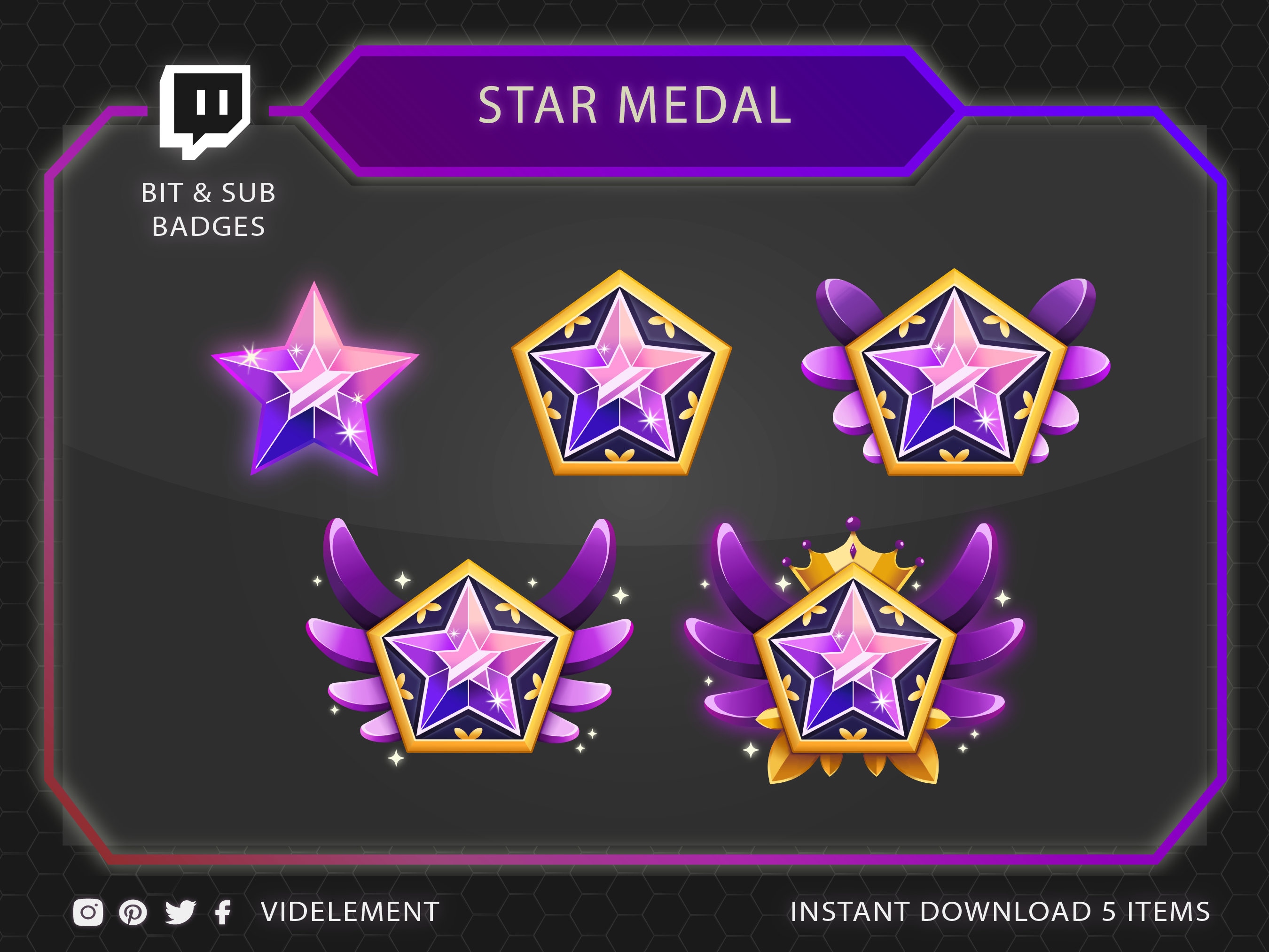 Stars Twitch Badges - Gaming Visuals