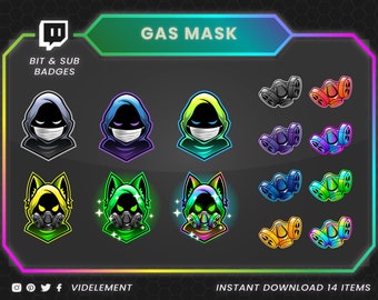 Gas mask wolf badges for Twitch | Twitch sub badges, Twitch bit badges, character sub badge, bit badge glasse, twitch graphic