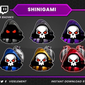 Shinigami sub badges, reaper sub badges, twitch sub badges, twitch badges, sub badges twitch, badge twitch, twitch bit badge, hood sub badge