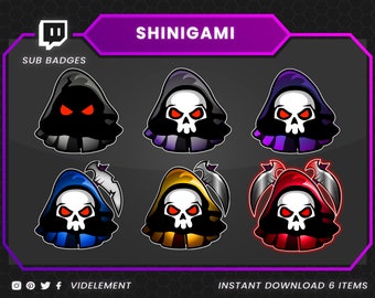 Shinigami sub badges, reaper sub badges, twitch sub badges, twitch badges, sub badges twitch, badge twitch, twitch bit badge, hood sub badge