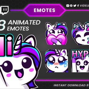 Twitch emotes, animated emotes, Discord emotes, unicorn emotes, meme emotes, girl emote, text emotes, YouTube emote, Tiktok emote, sub emote