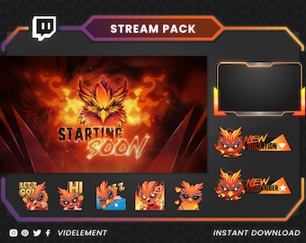 Animated stream pack , phoenix overlay, stream overlay, webcam overlay, twitch alert, screen overlay, twitch emote, animated emotes, discord