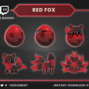 Red Fox sub badges, twitch sub badges, twitch badges, twitch sub badge, sub badges twitch, badges twitch, twitch bit badges, discord emote