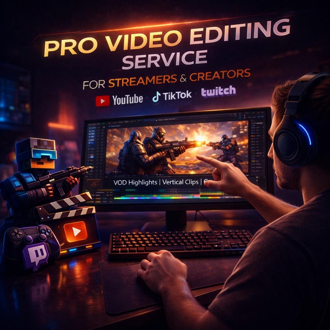 Video Editing for Streamers, Twitch Stream, Youtube, Tiktok Clips ...