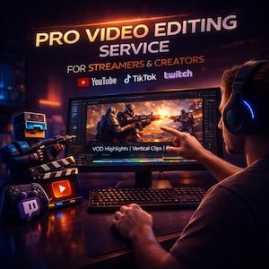 Videobearbeitung für Streamer, Twitch Stream, YouTube, TikTok Clips, Highlights, Emotes, Memes, Overlays, Intro Videos